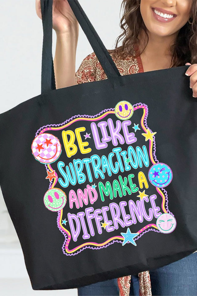 Playful Be Like Subtraction Canvas Jumbo Tote - Wholesale Accessory Market