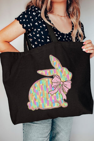 Preppy Brushed Bunny Canvas Jumbo Tote - Wholesale Accessory Market