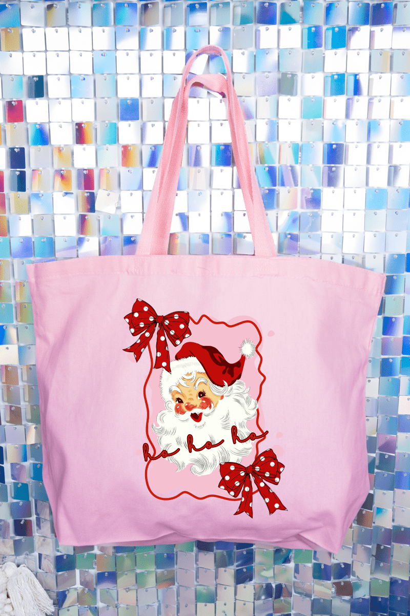 Preppy Santa Coquette Canvas Jumbo Tote - Wholesale Accessory Market