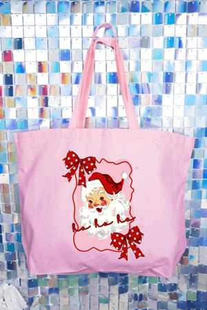 Preppy Santa Coquette Canvas Jumbo Tote - Wholesale Accessory Market