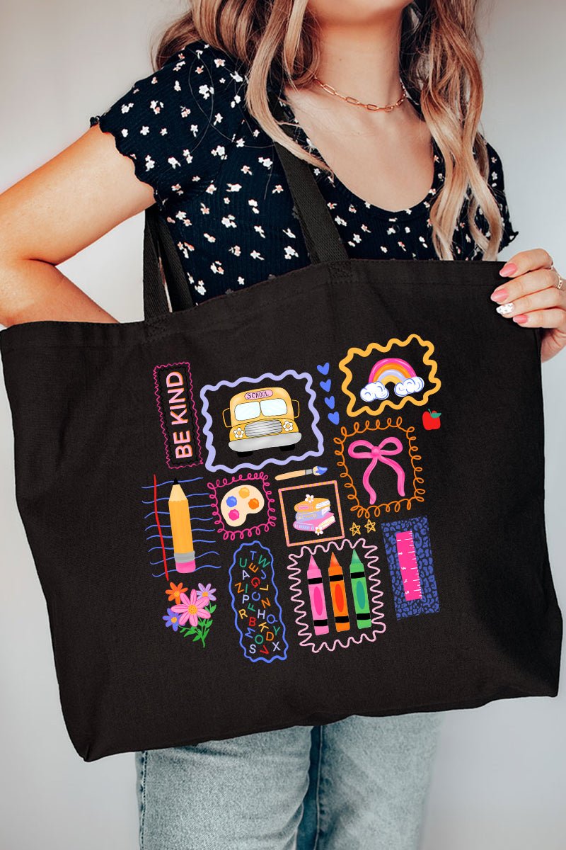 Preppy Teacher Swirl Canvas Jumbo Tote - Wholesale Accessory Market