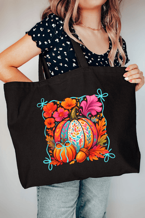 Pumpkins And Petals Canvas Jumbo Tote - Wholesale Accessory Market