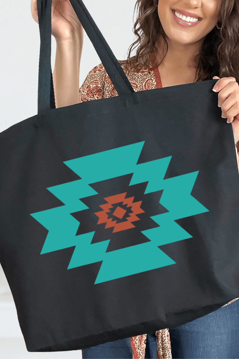 Punchy Aztec Canvas Jumbo Tote - Wholesale Accessory Market
