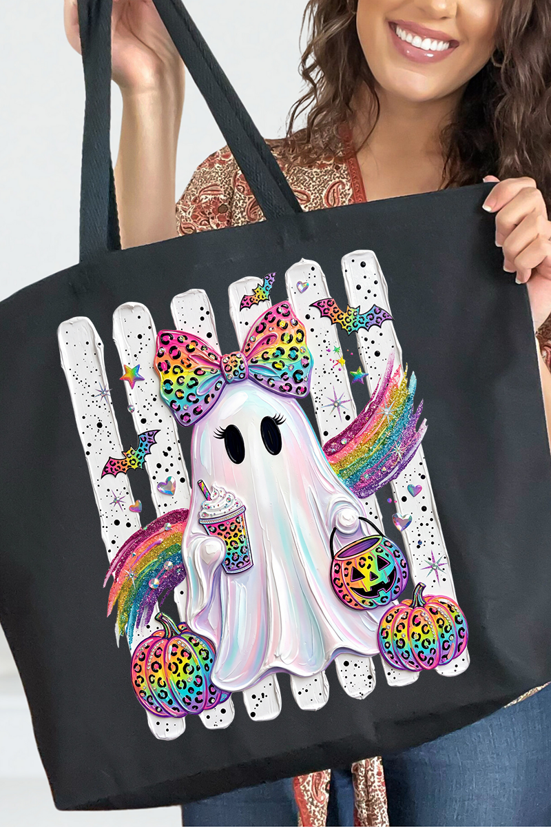 Rainbow Glam Ghost Canvas Jumbo Tote - Wholesale Accessory Market