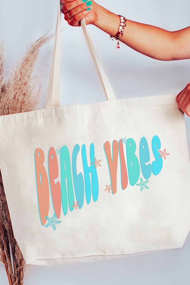 Retro Beach Vibes Canvas Jumbo Tote - Wholesale Accessory Market