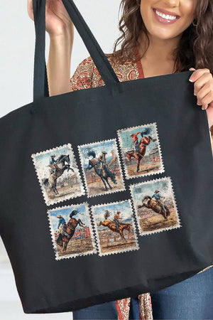Rodeo Stamps Canvas Jumbo Tote - Wholesale Accessory Market