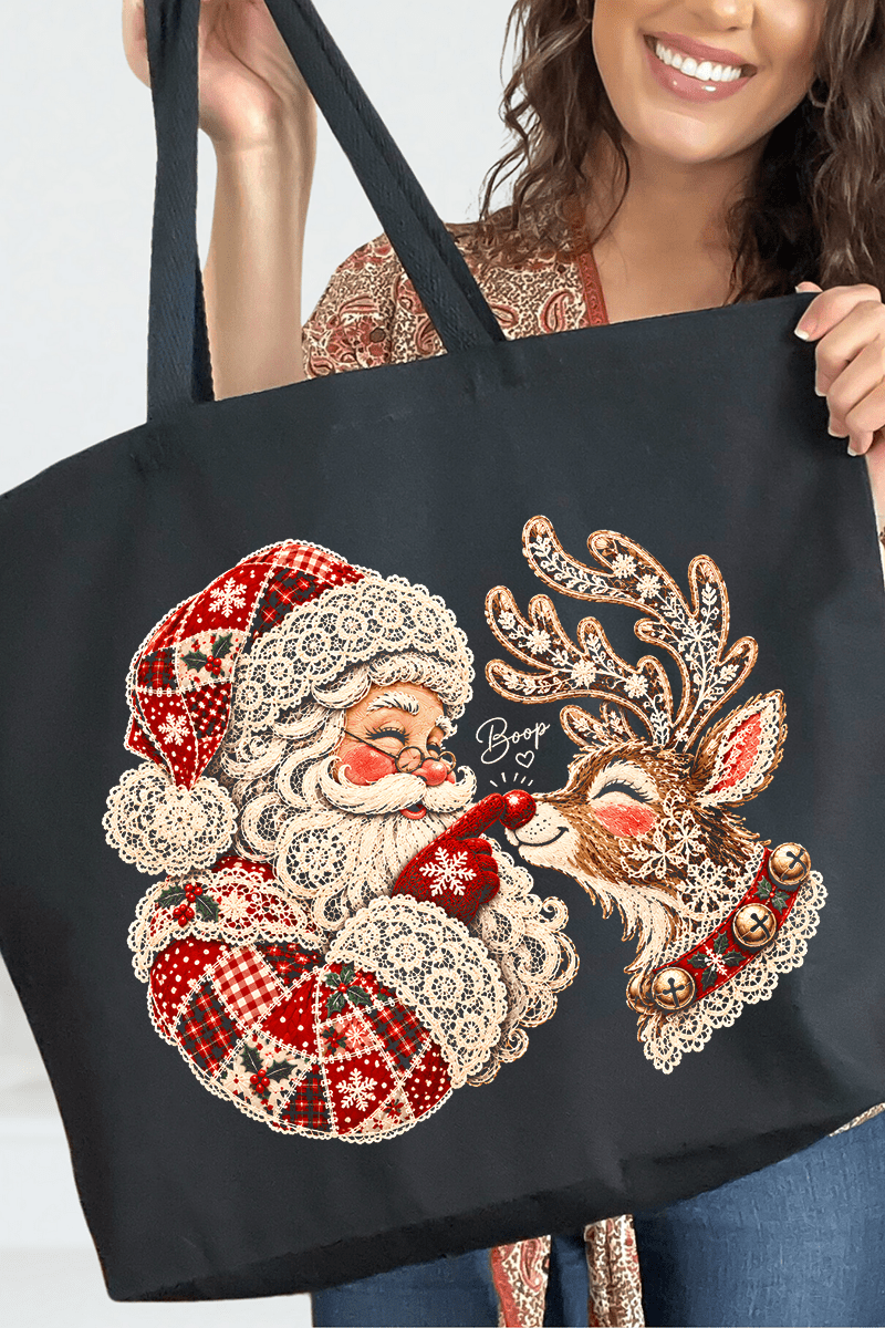 Santa's Christmas Boop Canvas Jumbo Tote - Wholesale Accessory Market
