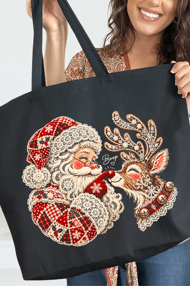 Santa's Christmas Boop Canvas Jumbo Tote - Wholesale Accessory Market