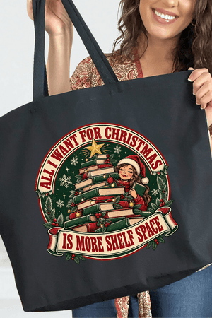 Shelf Space For Christmas Canvas Jumbo Tote - Wholesale Accessory Market