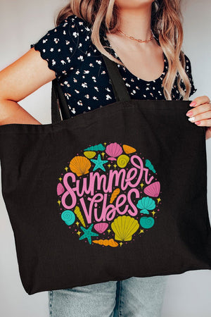 Shells & Summer Vibes Canvas Jumbo Tote - Wholesale Accessory Market