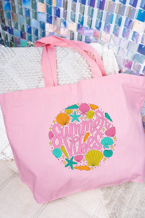 Shells & Summer Vibes Canvas Jumbo Tote - Wholesale Accessory Market