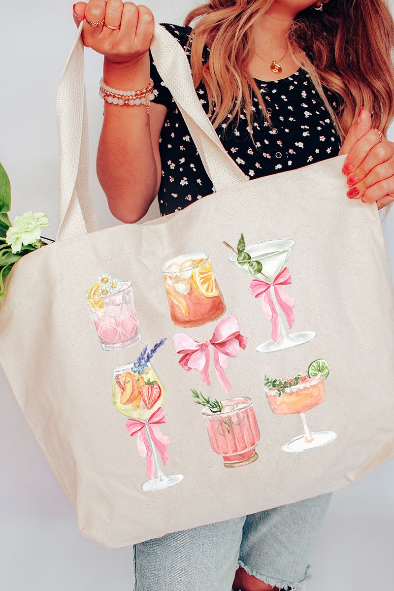 Sips By The Pool Canvas Jumbo Tote - Wholesale Accessory Market