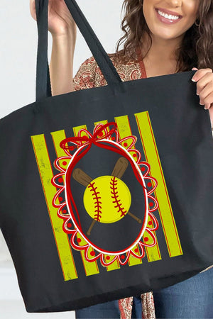 Softball Stripes Canvas Jumbo Tote - Wholesale Accessory Market