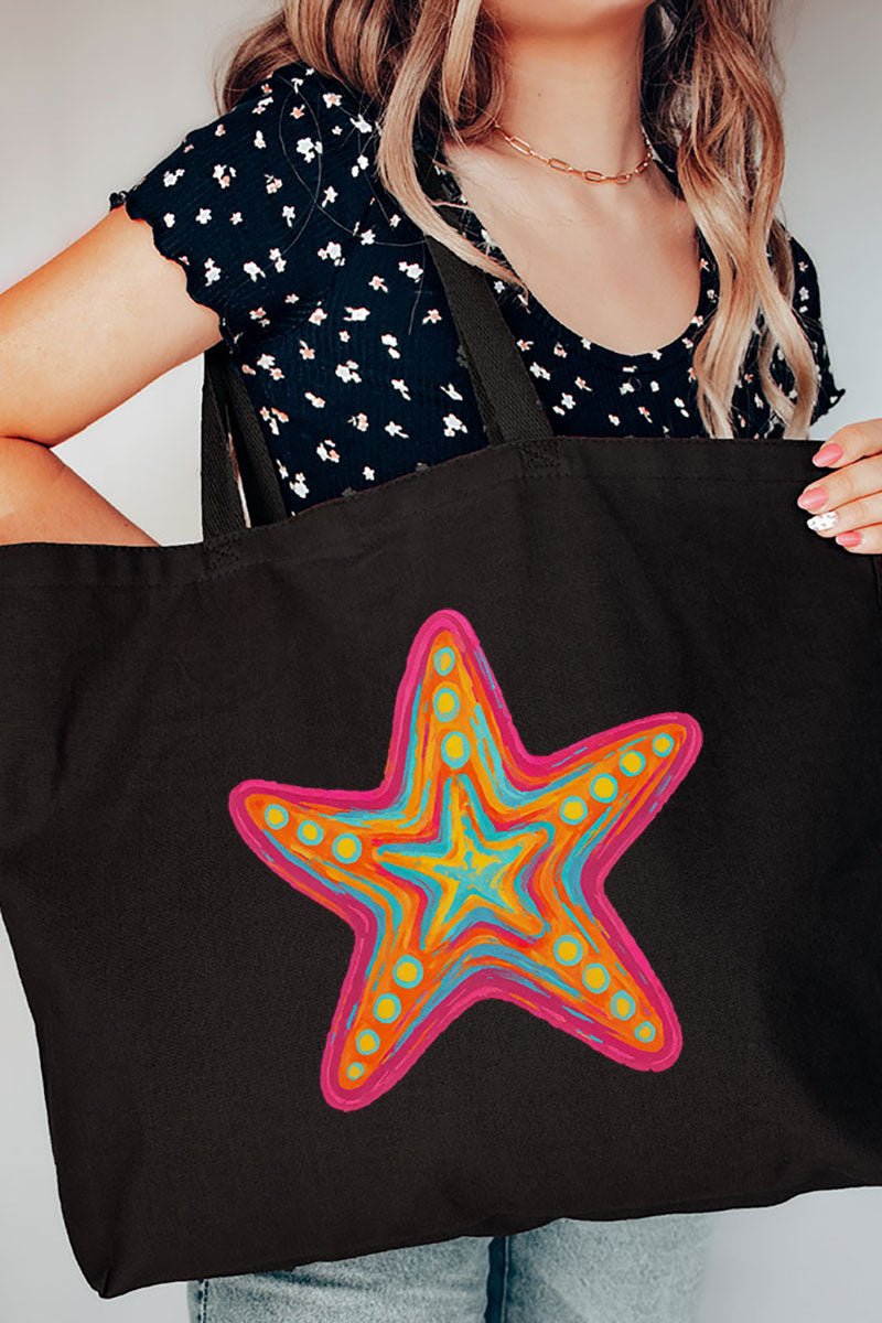 Sparkling Starfish Vibes Canvas Jumbo Tote - Wholesale Accessory Market