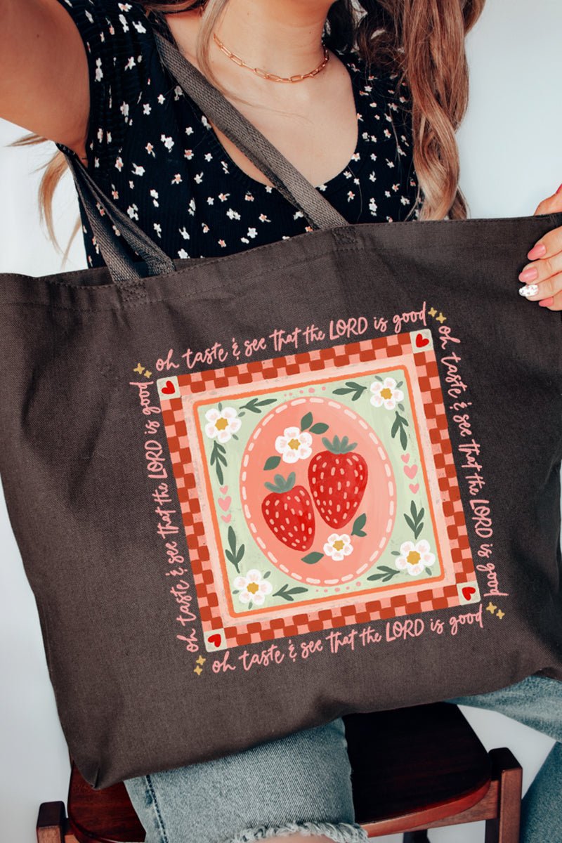 Strawberry Oh Taste & See Canvas Jumbo Tote - Wholesale Accessory Market