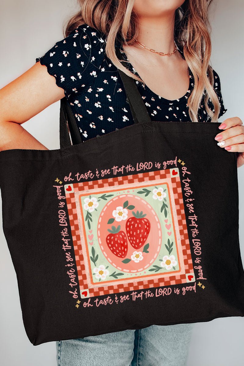 Strawberry Oh Taste & See Canvas Jumbo Tote - Wholesale Accessory Market