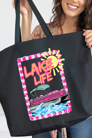 Sunny Lake Life Canvas Jumbo Tote - Wholesale Accessory Market