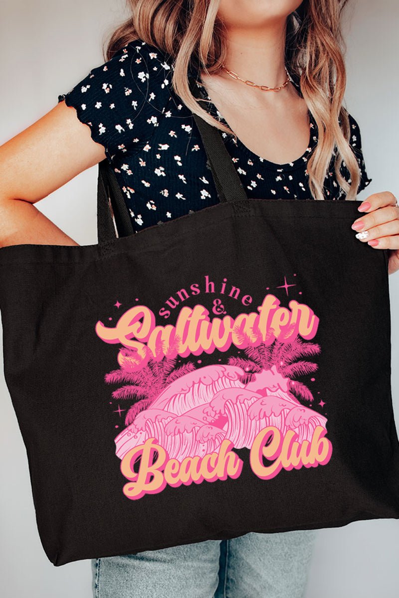 Sunshine & Saltwater Beach Club Canvas Jumbo Tote - Wholesale Accessory Market