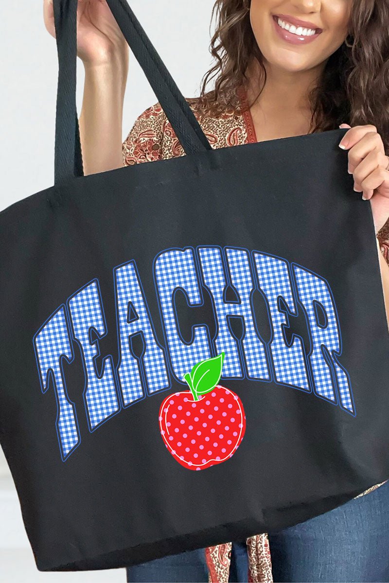 Sweet Apple Teacher Canvas Jumbo Tote - Wholesale Accessory Market