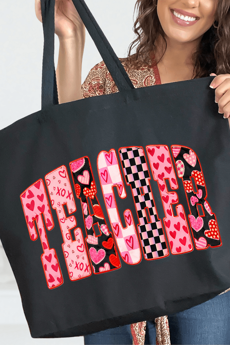 Teacher Full Of Love Canvas Jumbo Tote - Wholesale Accessory Market