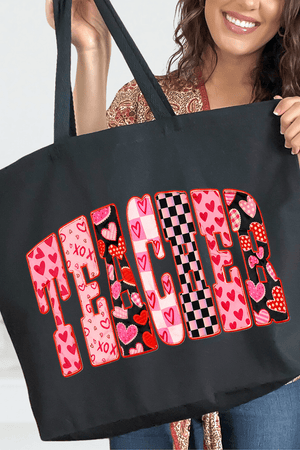 Teacher Full Of Love Canvas Jumbo Tote - Wholesale Accessory Market