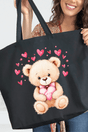 Teddy In Love Canvas Jumbo Tote - Wholesale Accessory Market
