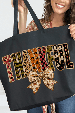 Thankful Fall Spirit Canvas Jumbo Tote - Wholesale Accessory Market