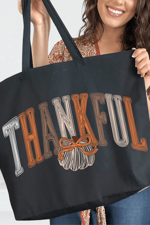 Thankful Sketch Canvas Jumbo Tote - Wholesale Accessory Market