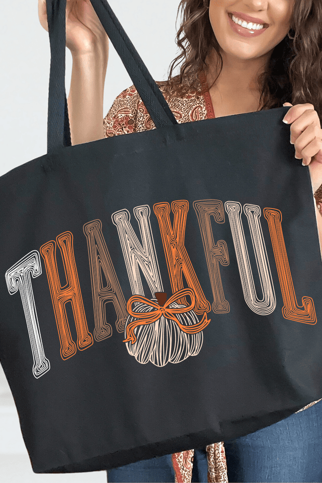Thankful Sketch Canvas Jumbo Tote - Wholesale Accessory Market