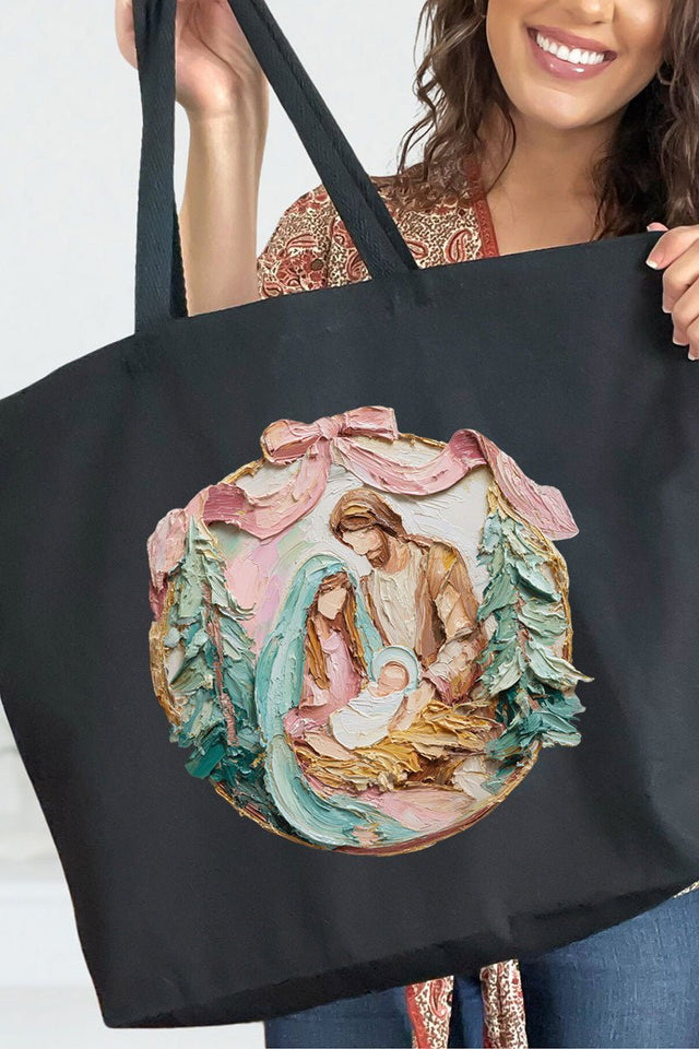 The Painted Baby Jesus Coquette Canvas Jumbo Tote - Wholesale Accessory Market