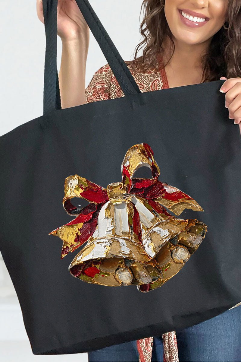 The Painted Christmas Bells Canvas Jumbo Tote - Wholesale Accessory Market
