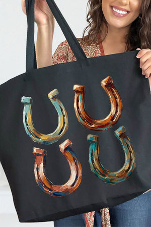 The Painted Horseshoes Canvas Jumbo Tote - Wholesale Accessory Market