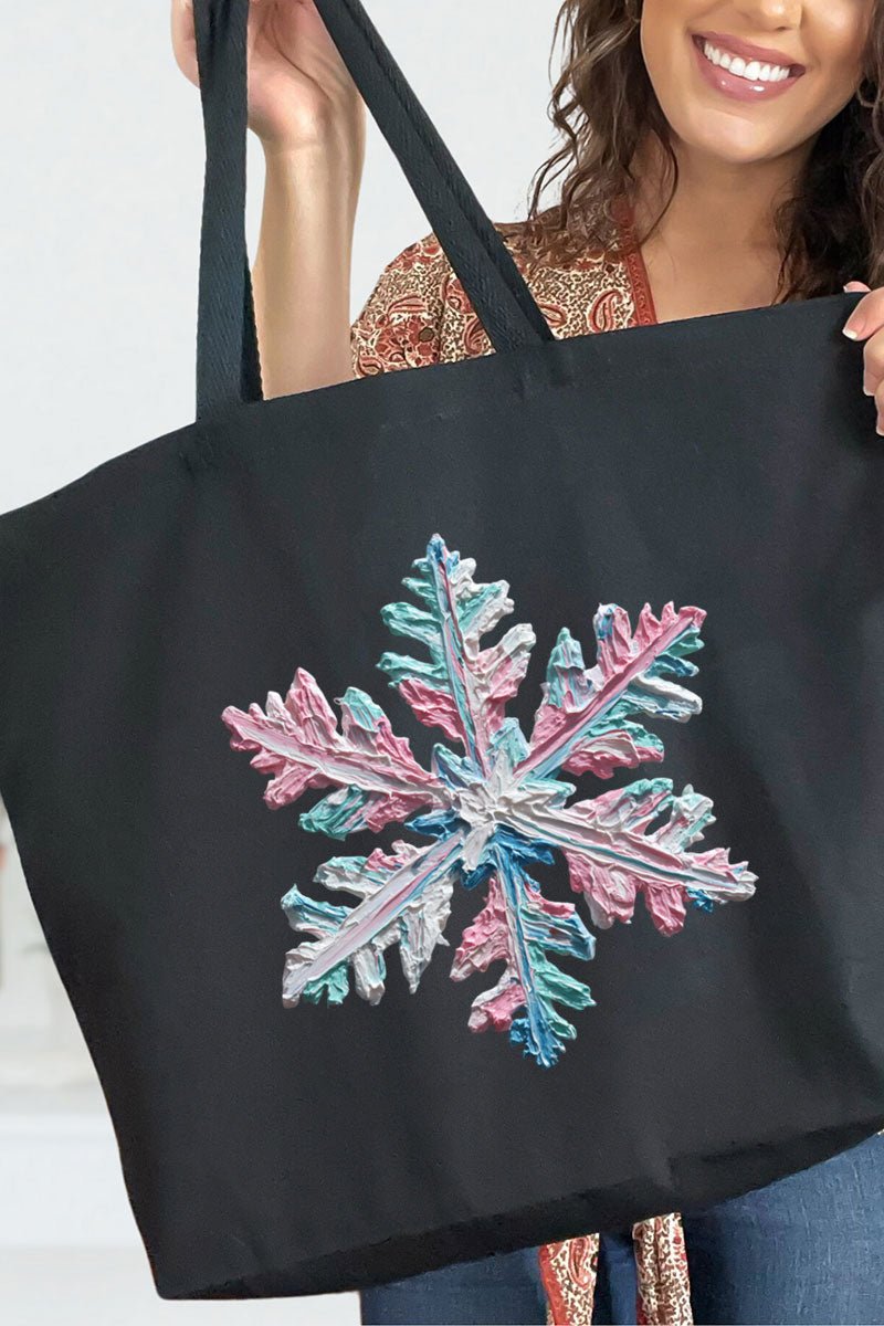 The Painted Snowflake Canvas Jumbo Tote - Wholesale Accessory Market