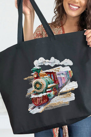 The Painted Train Canvas Jumbo Tote - Wholesale Accessory Market