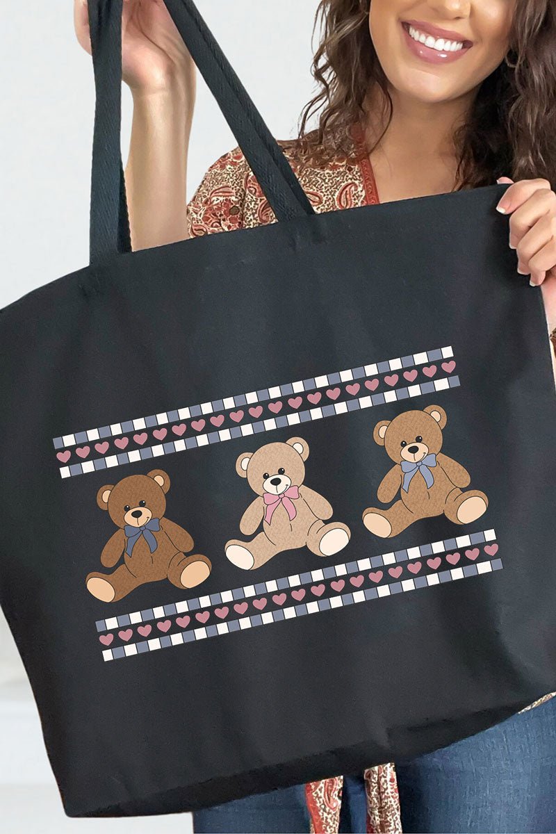 Tiny Teddy Trio Canvas Jumbo Tote - Wholesale Accessory Market