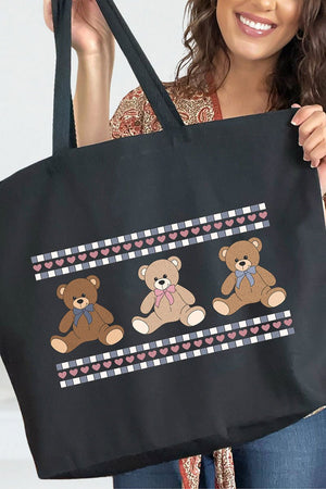 Tiny Teddy Trio Canvas Jumbo Tote - Wholesale Accessory Market