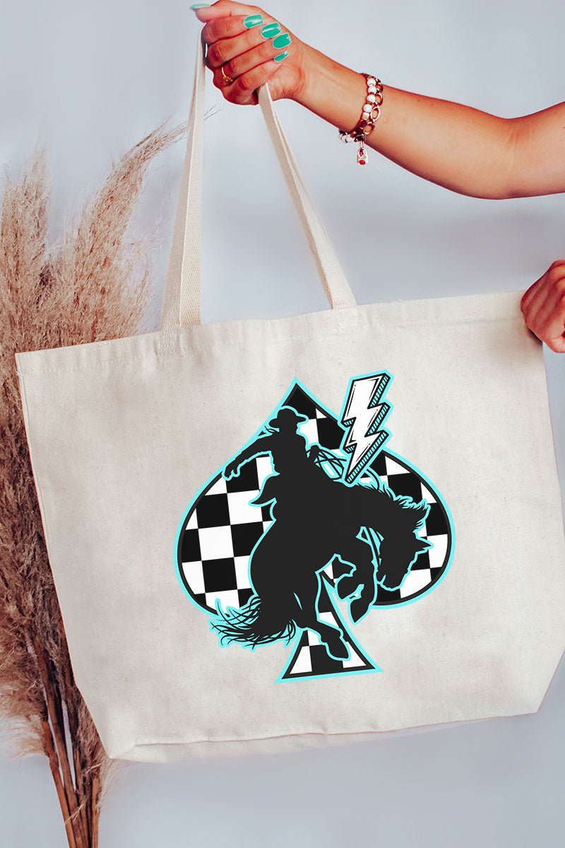Turquoise Outlaw Canvas Jumbo Tote - Wholesale Accessory Market