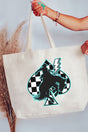 Turquoise Outlaw Canvas Jumbo Tote - Wholesale Accessory Market