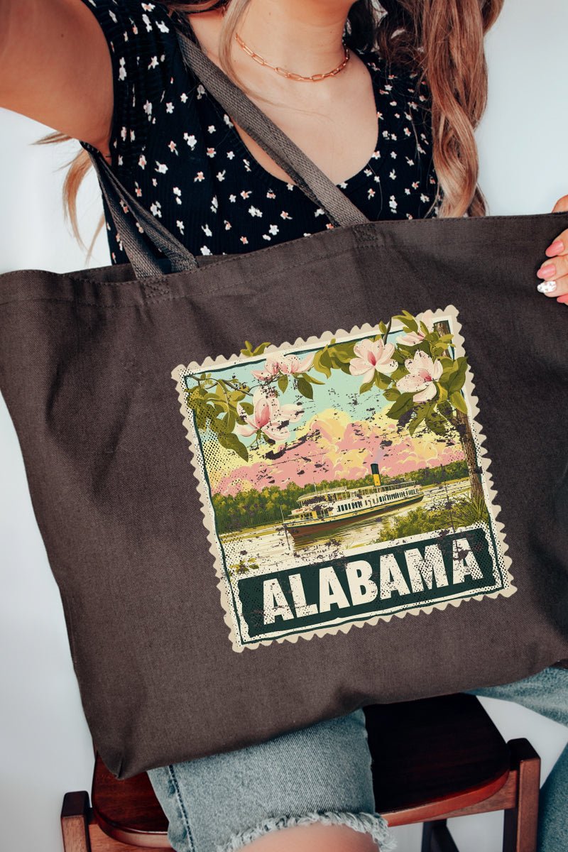 Vintage Alabama Stamp Canvas Jumbo Tote - Wholesale Accessory Market