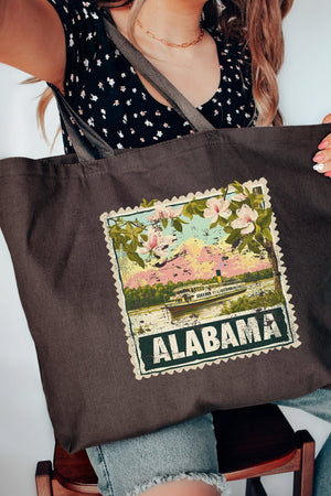 Vintage Alabama Stamp Canvas Jumbo Tote - Wholesale Accessory Market