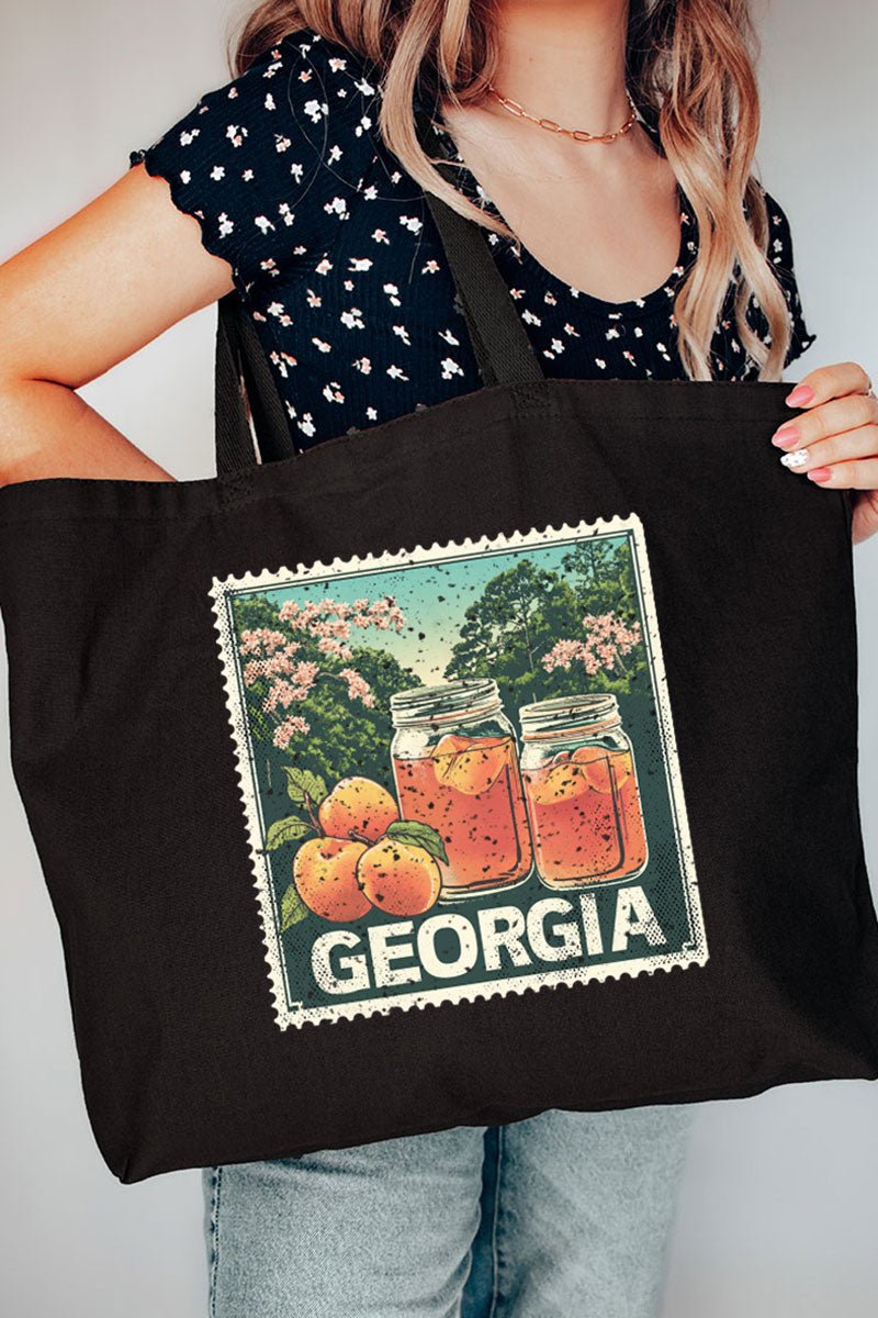 Vintage Georgia Stamp Canvas Jumbo Tote - Wholesale Accessory Market