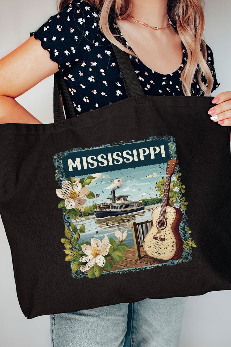 Vintage Mississippi Stamp Canvas Jumbo Tote - Wholesale Accessory Market