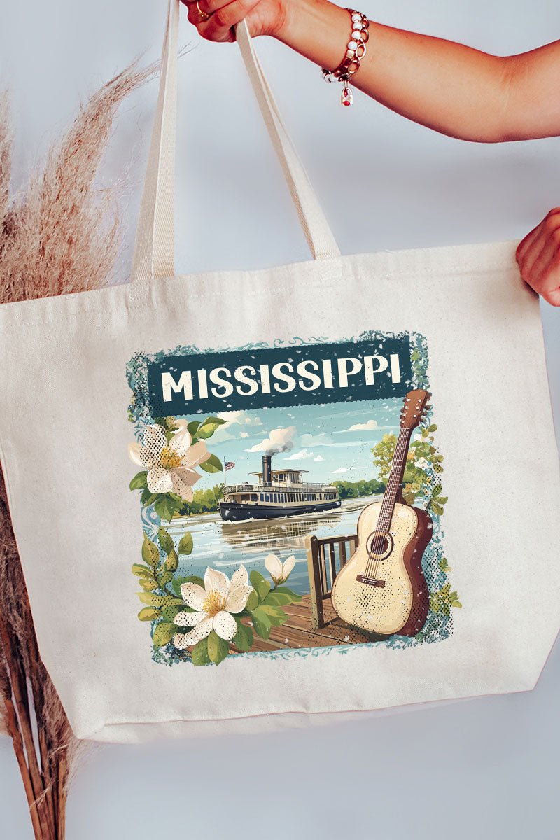 Vintage Mississippi Stamp Canvas Jumbo Tote - Wholesale Accessory Market