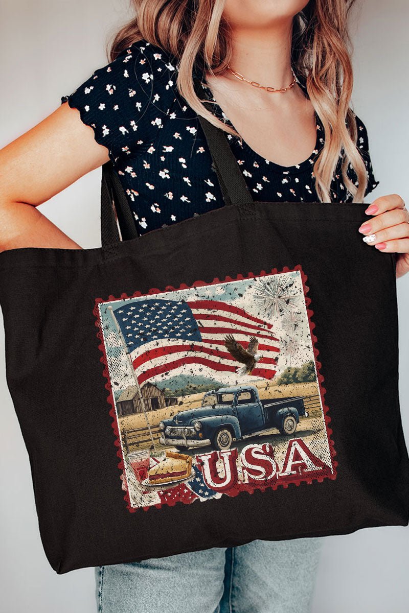 Vintage USA Stamp Canvas Jumbo Tote - Wholesale Accessory Market