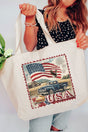 Vintage USA Stamp Canvas Jumbo Tote - Wholesale Accessory Market