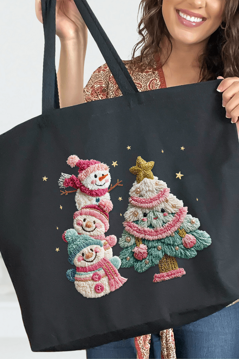 Yarnin' For Christmas Faux Yarn Canvas Jumbo Tote - Wholesale Accessory Market