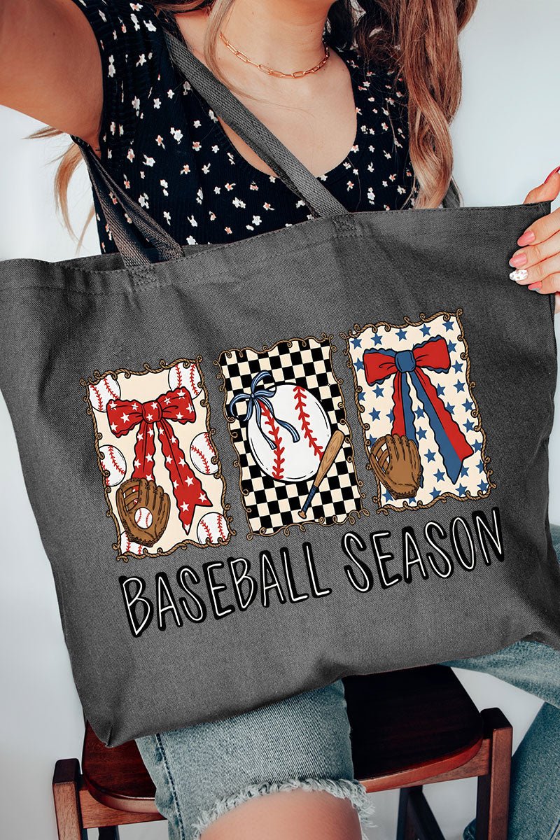 Baseball Season Ribbon Canvas Jumbo Tote - Wholesale Accessory Market