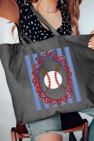 Baseball Stripes Canvas Jumbo Tote - Wholesale Accessory Market