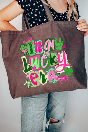 Bold In My Lucky Era Canvas Jumbo Tote - Wholesale Accessory Market