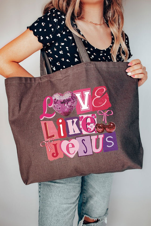 Bold Love Like Jesus Canvas Jumbo Tote - Wholesale Accessory Market